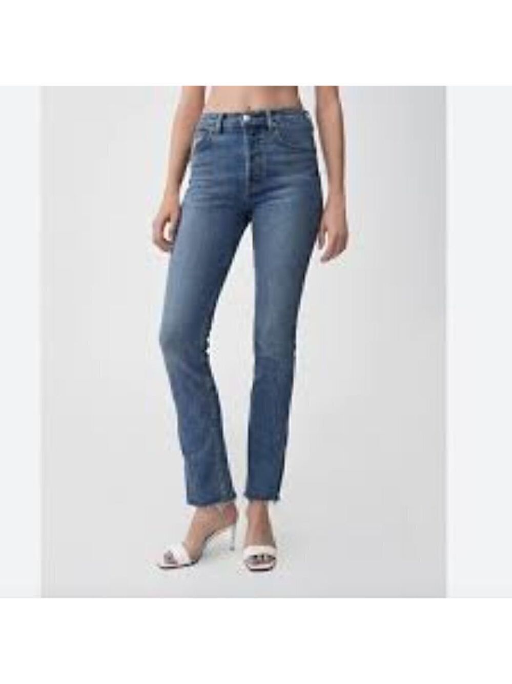Re/Done High Rise Ankle Crop Button Up 5 Pocket Jeans Size 27
